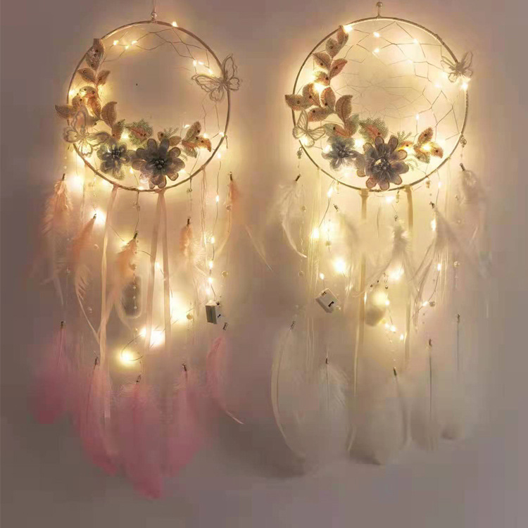 New Creative Butterfly Flower Dreamcatcher Wind Chimes Home Living Room TV Wall Decoration Girlfriends Friends Holiday Gift