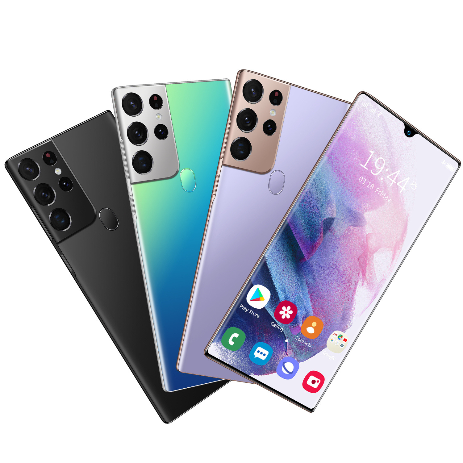 跨境新款s21u安卓智能手机6.9寸大内存16g真指纹外贸薄款一体手机