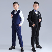 儿童套装韩版新款中大童加肥加大纯色小西服男童花童演讲主持礼服