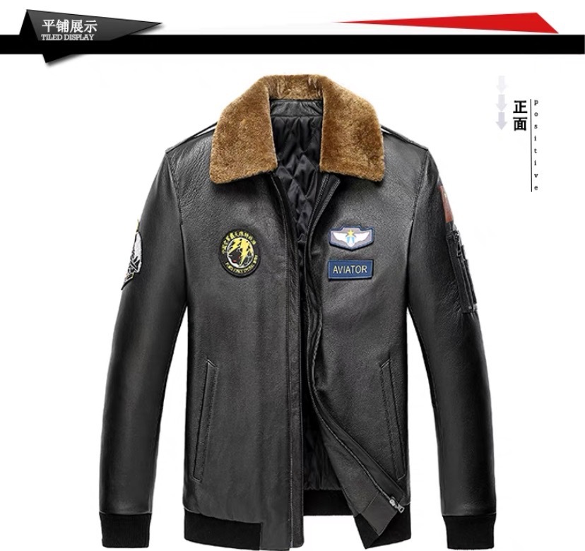 猎马仕冬季中国飞行员空军真皮皮衣男头层牛皮机车服夹克外套加厚