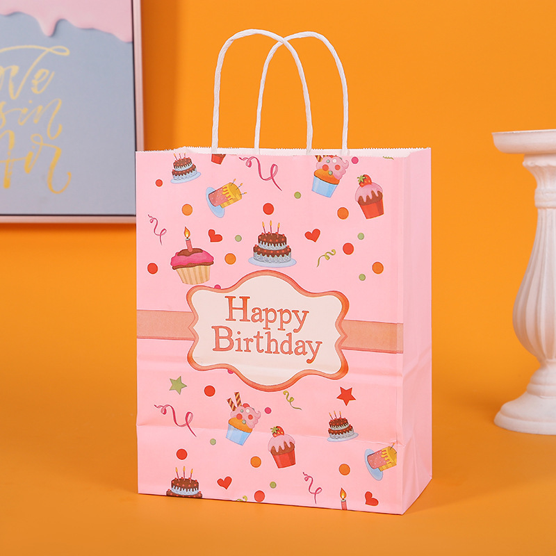 Children's Birthday Exquisite Gift Bag Cartoon Kraft Paper Handbag Wholesale Snack Candy Packaging Bag Gift Bag