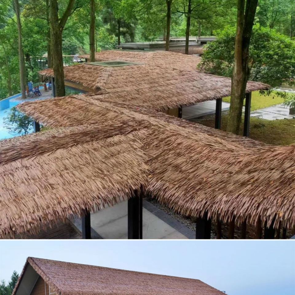 塑料茅草瓦假茅草人造茅草pvc pe材料假稻草凉亭木屋酒店景观装饰