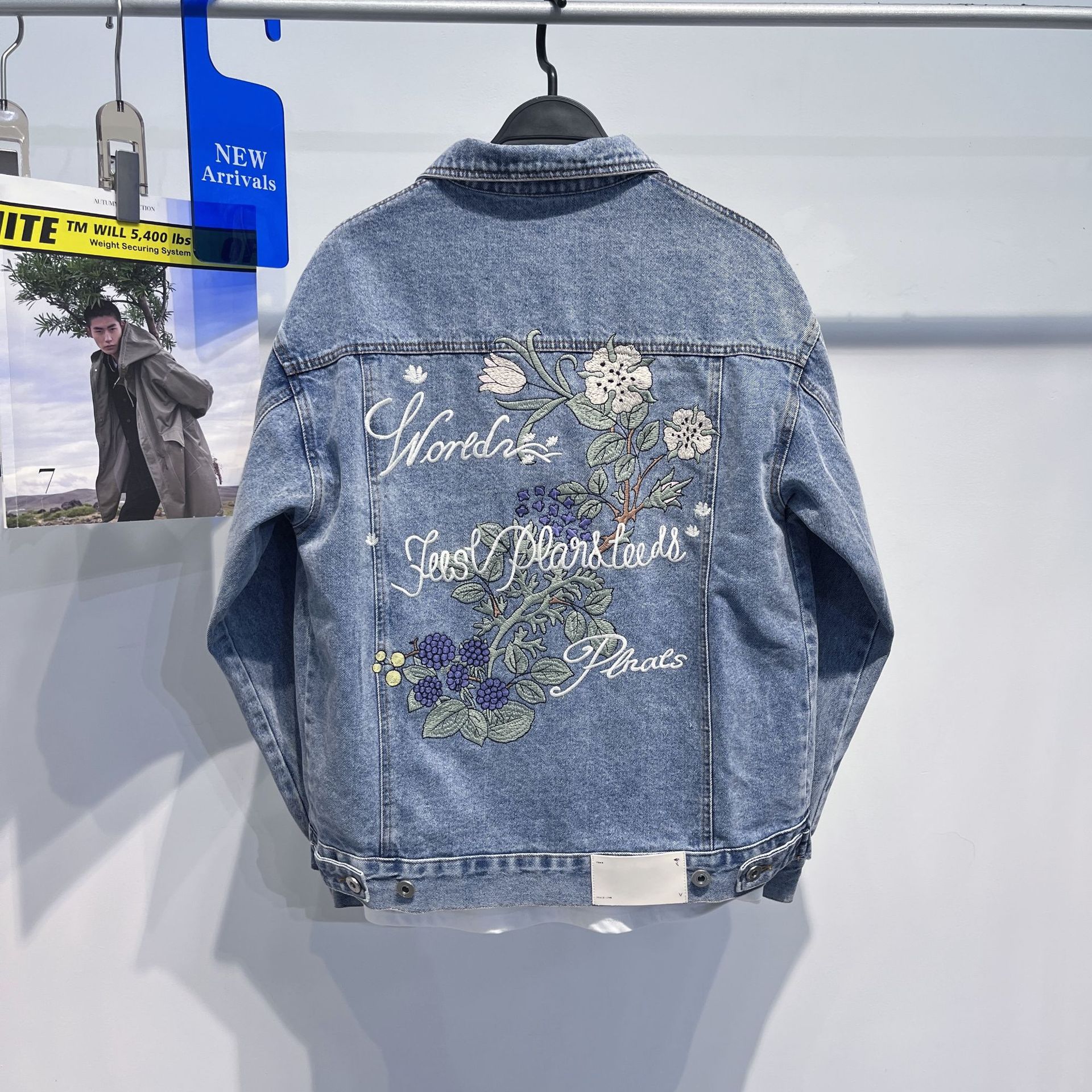 男装春秋新款牛仔夹克时尚花魁刺绣情侣牛仔外套男潮流 b2bjc3160