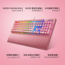 Razer雷蛇黑寡妇蜘蛛V3粉晶游戏RGB背光USB有线机械键盘腕托适用