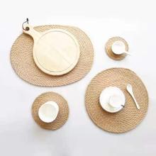 隔热垫防滑棉麻日式厨房垫子圆形编织折叠茶盘布餐垫杯垫茶具生活