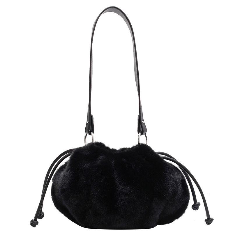 Special-Interest Design Plush Tote Female 2022 New Versatile Plush Shoulder Bag Twist Braid Underarm Bag