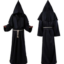 万圣节cosplay中世纪披风僧侣服 巫师修士服装 牧师长袍带帽斗篷