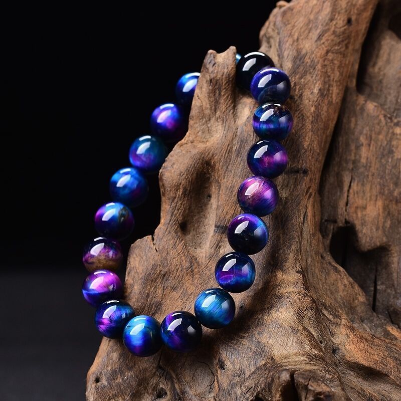 梦幻虎眼石蓝虎眼石手链孔雀蓝虎眼石木变石虎睛石手链蓝虎手串