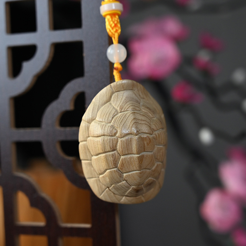 金丝楠木雕刻富甲天下木质文玩手把件钥匙扣汽车挂饰木质工艺品
