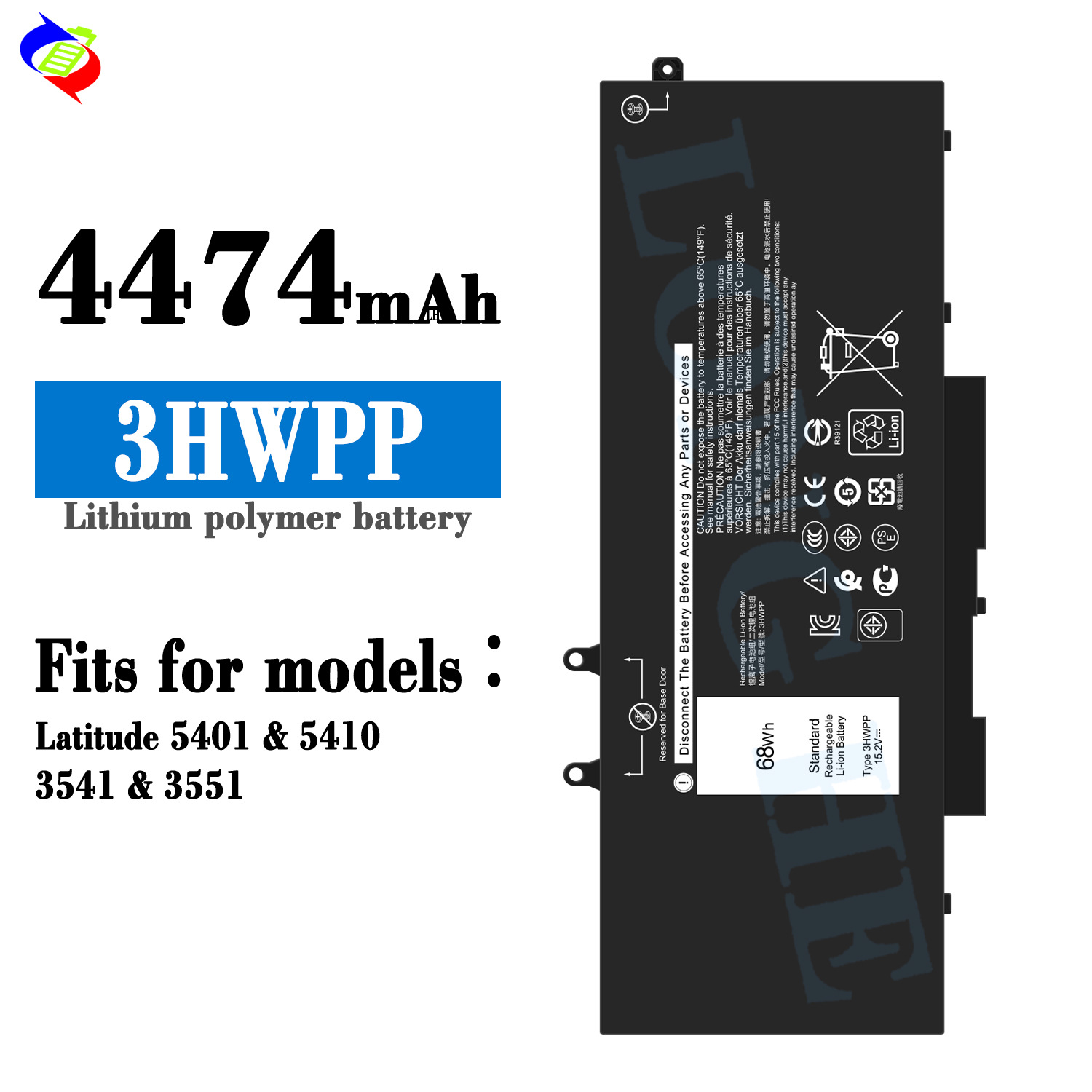 适用戴尔3HWPP笔记本电池Latitude 5401/5410/3541/3551工厂批发