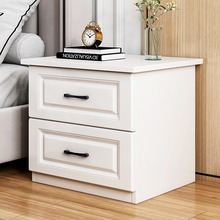 实木床头柜小型简约现代储物北欧轻奢家用卧室白色2023新款床雷会