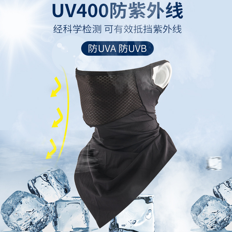 Summer Ice Silk Sun Protection Riding Ear Mask Breathable Mesh Sports Dustproof Triangle Magic Headband Uv Protection