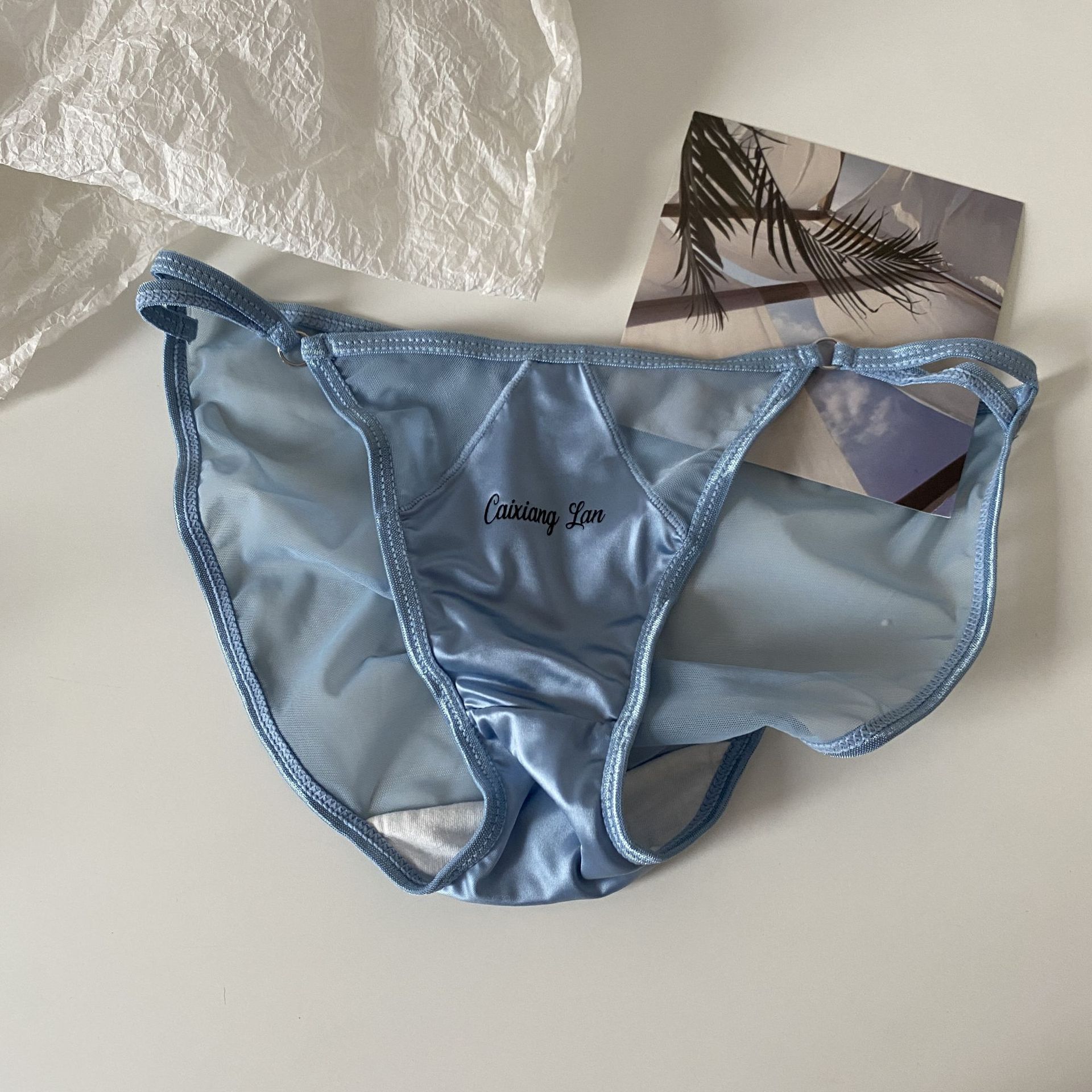 Danish Moonlight ~ Sexy Strip High Slit Satin Underwear Women's Low Waist Pure Desire Thin Section Traceless Women's Briefs