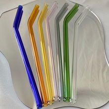 韩国ins风自制彩色玻璃吸管透明环保创意耐热高硼硅吸管套装