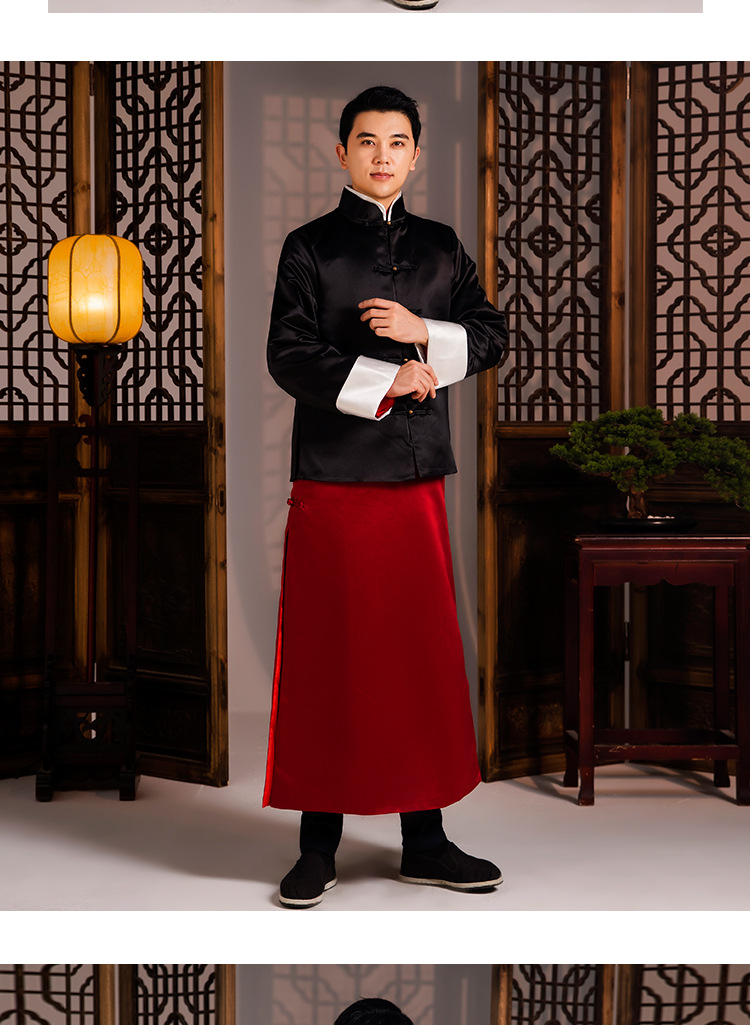 影视古装民国老爷服男款长衫马褂影楼写真全家福长袍舞台剧演出服