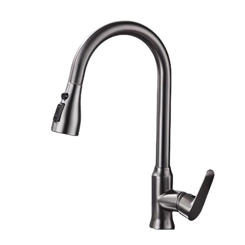 All-Copper Kitchen Pull-out Faucet Splash-Proof Water-Cooled Hot Pressurized Vegetable Basin Sink Retractable Household Faucet Water Tap