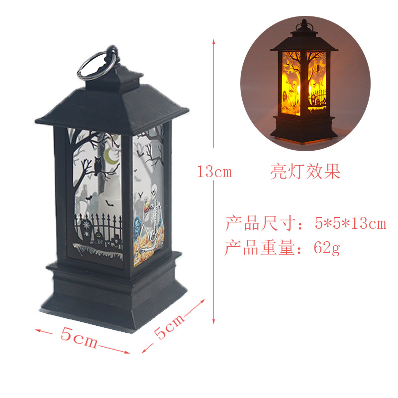 Halloween Decorations Small Oil Lamp Luminous Storm Lantern Desktop Decoration Ghost Festival Decoration LED Electronic Candle Cross-Border