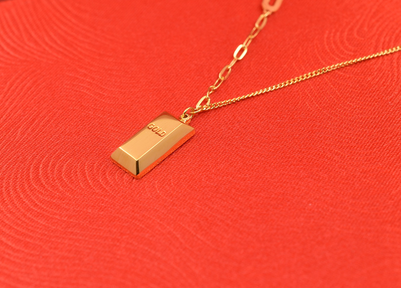999足金暴富小金条项链黄金女款24k纯金小金砖5g套链 厂家直销