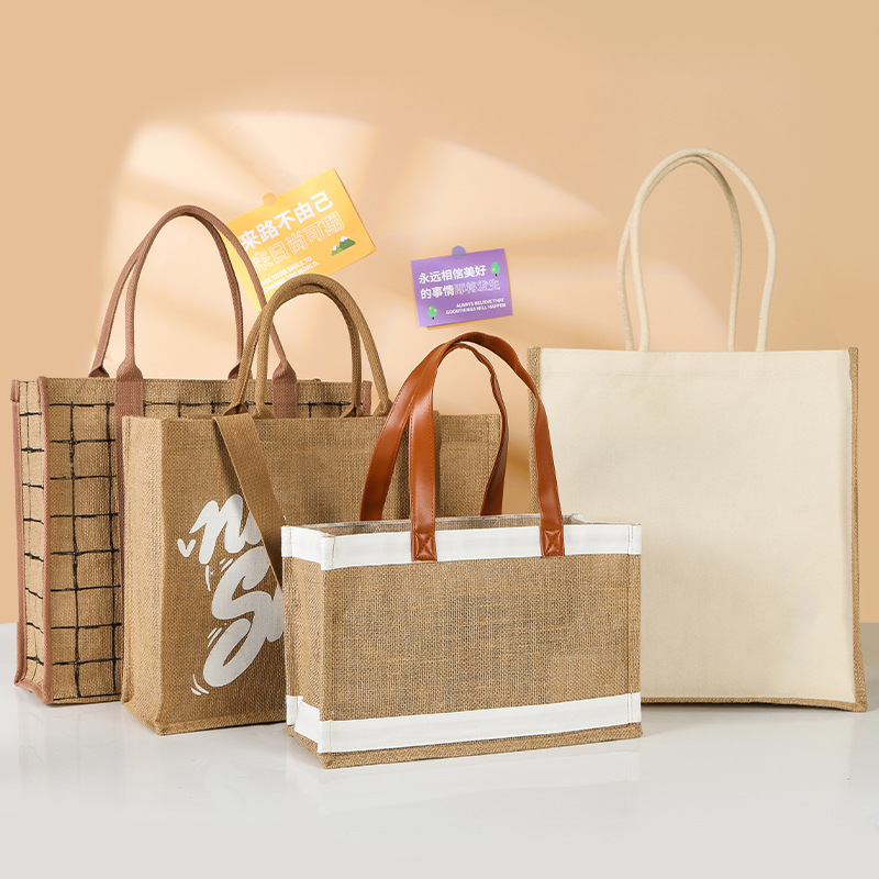 Sack Made Jute Bag Fashion Ribbon Gift Bag Three-Dimensional Linen Bag Handbag Printable Logo