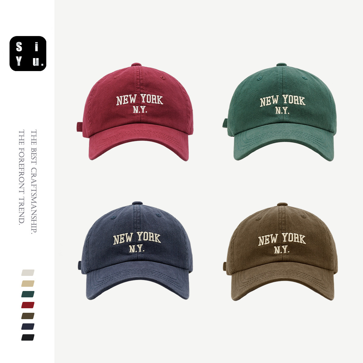 High Version Korean Fashion Brand NY Embroidery Soft Top Baseball Cap Internet Influencer Street Snap Face-Looking Small Peaked Cap Female Four Seasons Korean Style