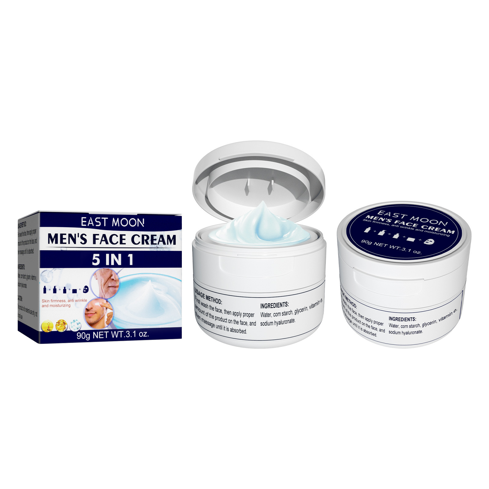 East Moon Men's 5-in-1 Anti-Wrinkle Moisturizing Facial Cream Moisturizing Firming Moisturizing Cream Fading Wrinkle Cream