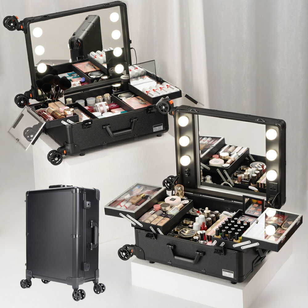 化妆师专业化妆箱21寸24寸专业化妆箱跟妆师带灯拉杆工具高级彩妆