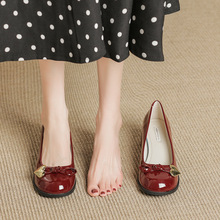 玛丽珍女红色小皮鞋夏季新款高跟女鞋子法式复古圆头粗跟四季婚鞋