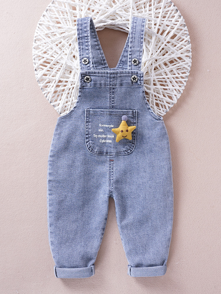 宝宝背带裤春秋装新款薄款开裆男童牛仔裤一岁儿童小童婴儿裤子女