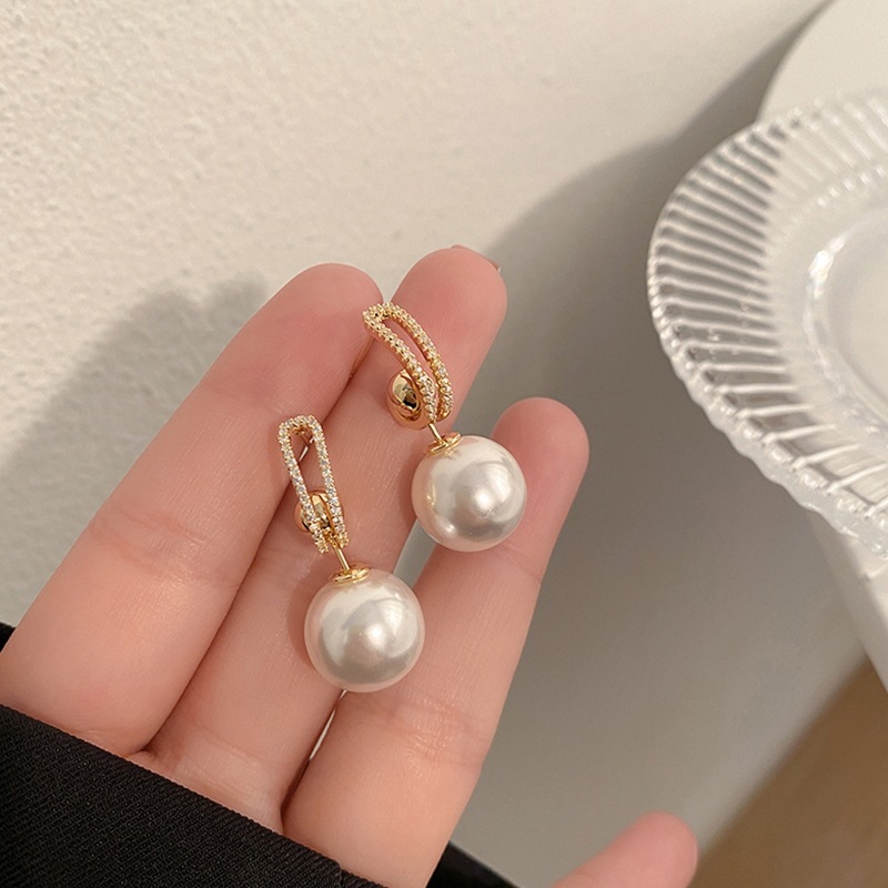 Large Pearl Earrings Women Earrings Vintage Earrings Earrings 925 High Sense Ear Studs Niche Earrings Ear Clip