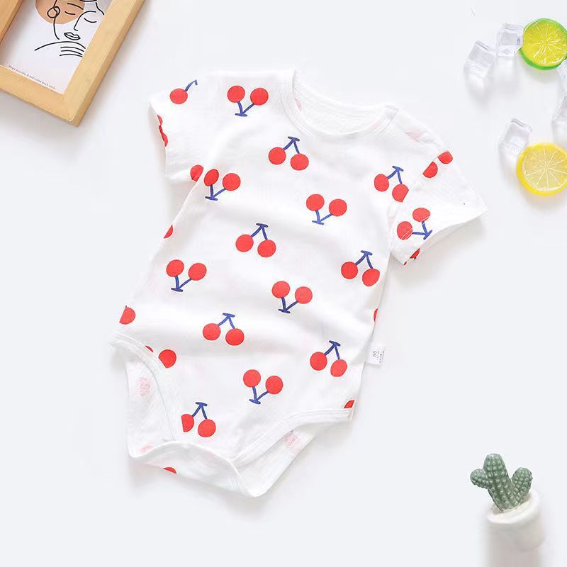 Summer Baby Combed Cotton Short-Sleeved One-Piece Triangle Hahaha Clothes for Boys and Girls Newborn Sleeping Clothes Summer Baby Clothes