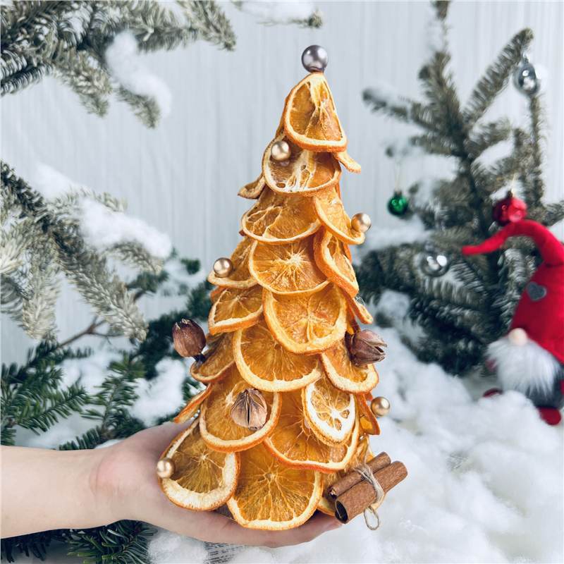 圣诞树橙子片新年礼物客厅橙子树干花环手工diy亲子活动家居摆件