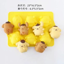 日式卡通6连4连布丁狗慕斯蛋糕硅胶模果冻雪糕石膏娃娃模滴胶模具