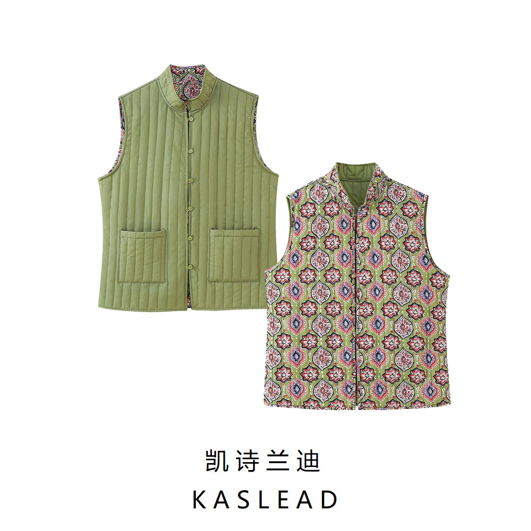 2024春季新款女装 欧美风时尚休闲百搭双面穿绗棉马甲上衣-阿里巴巴