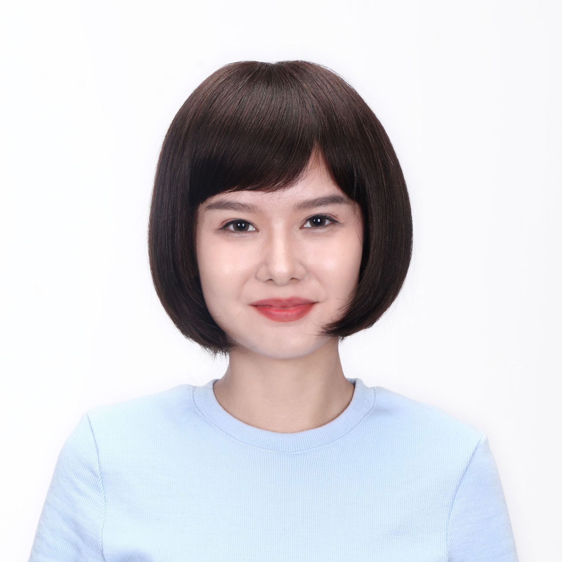伊贝尔假发女短发真人发丝蓬松修脸bobo头圆脸俏皮韩式短发发型