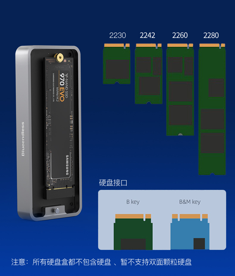 2 nvme移动硬盘盒usb3.2雷速20gbps传输ssd固态硬盘盒外置