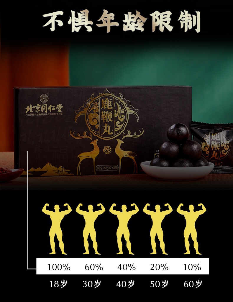 北京同仁堂鹿鞭丸膏男性滋补人参鹿肾鹿茸180g/盒一件代发