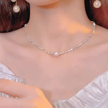预售新款碎银子珍珠项链女小众设计高级感ins轻奢简约百搭锁骨链