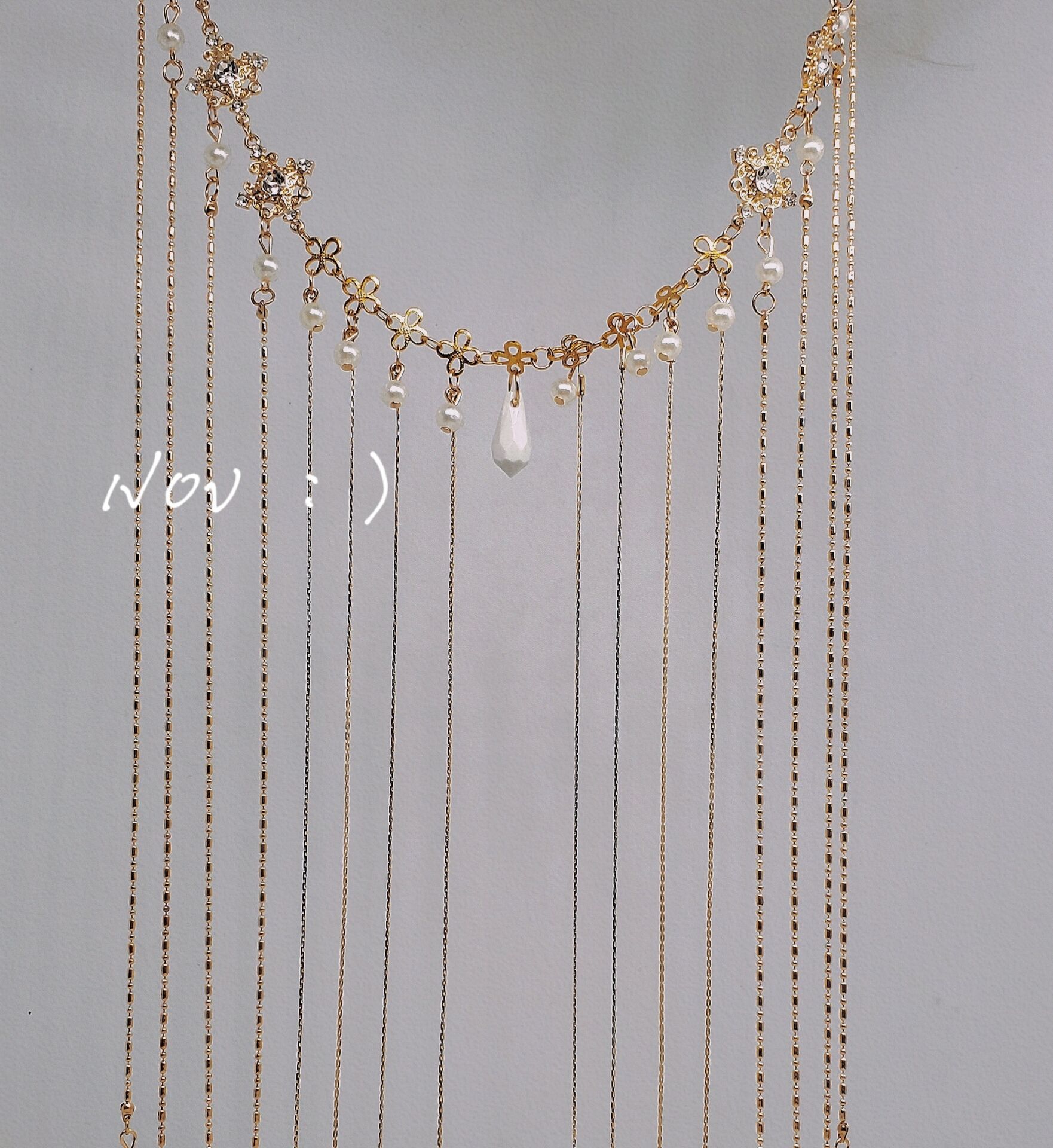 人间苏妲己 汉服面帘古风遮脸面纱流苏眉心坠头饰拍照道具