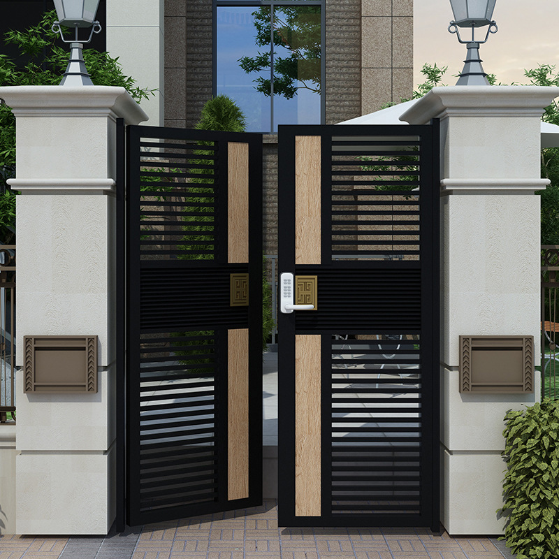 现代铁艺庭院门别墅大门单双开铝艺户外花园铁门不锈钢围墙门