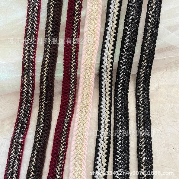 2厘米宽黑白金银酒红咖色小香风花边辅料diy服装装饰压边条织带