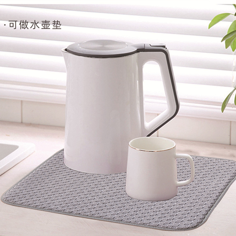 Cross-Border Microfiber Kitchenware Draining Drying Mat Household Countertop Kitchen Heat Proof Mat Water-Absorbing Quick-Drying Tableware Mat