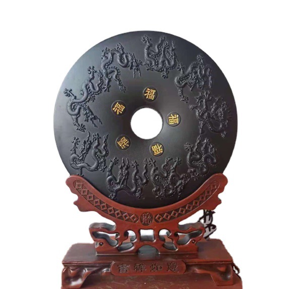 泰山墨玉 九龙保福平安扣 客户定制 墨玉看盘 看盘-阿里巴巴