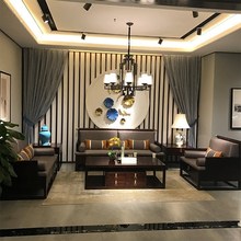 新中式沙发现代中式客厅别墅家具简约实木带抽屉布艺沙发123组合