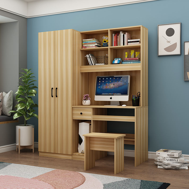衣柜书桌一体简约现代小户型卧室儿童电脑桌写字台带书柜家用衣柜