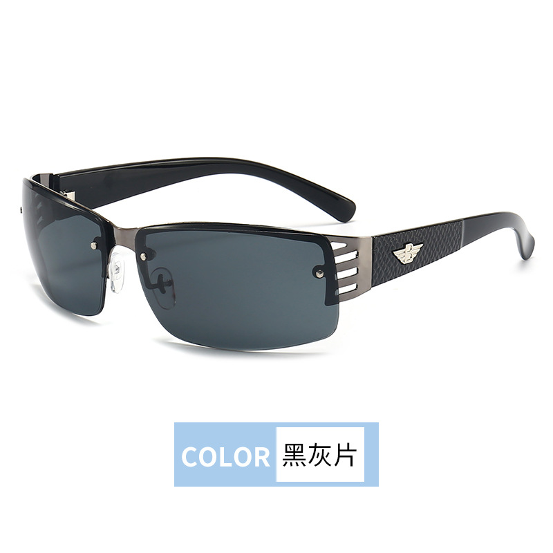 2022 New Fashion Semi-Rimless Sun-Shade Glasses Outdoor Driving Cool Sunglasses Men Cycling Driver Sunglasses for Fishing