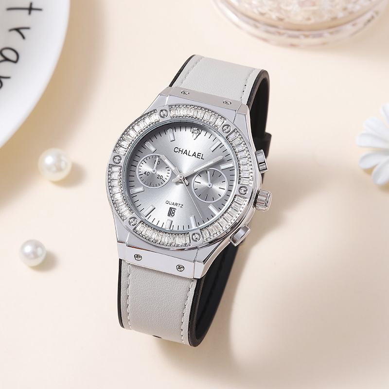 新款时尚莫迪灰硅胶表带多功能石英表潮流百搭腕表watch一件代发