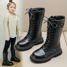 儿童靴女童长筒靴春秋2024新款韩版英伦风马丁靴中大童女孩高筒靴