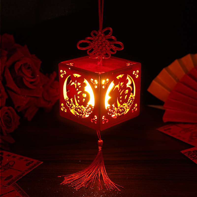 小灯笼中式古风新年春节装饰手工挂件大红结婚手提宫灯喜庆