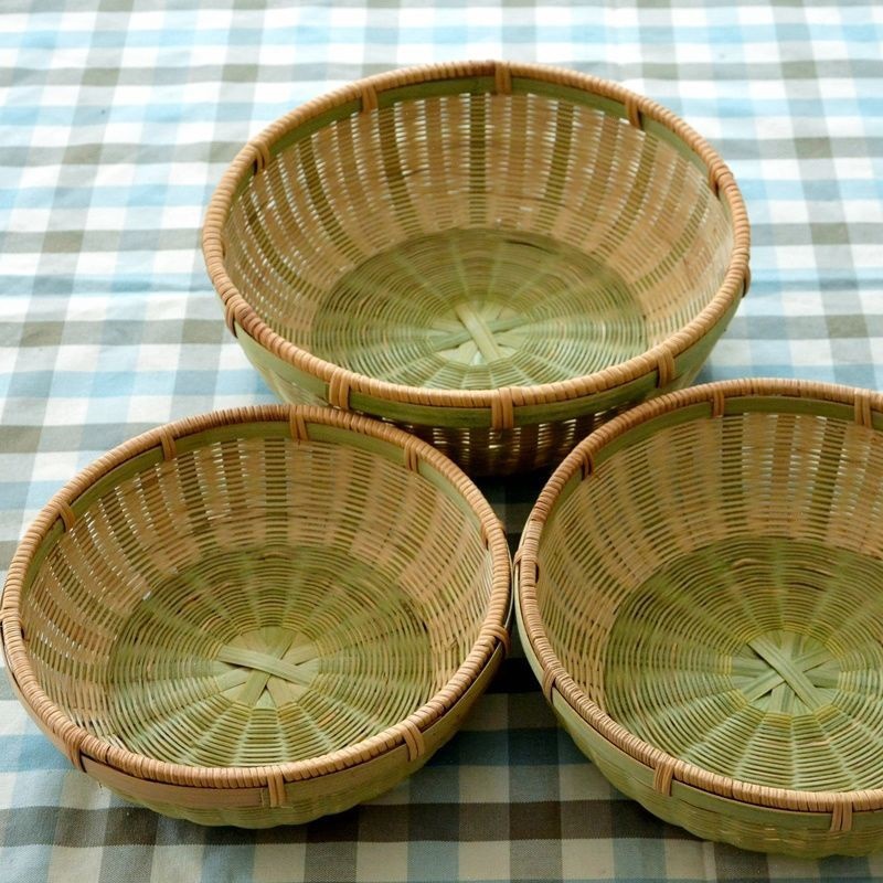 筐编织收口手工竹编竹篮子竹筐精野藤圆形家用篓空馍馍水果篮馒头