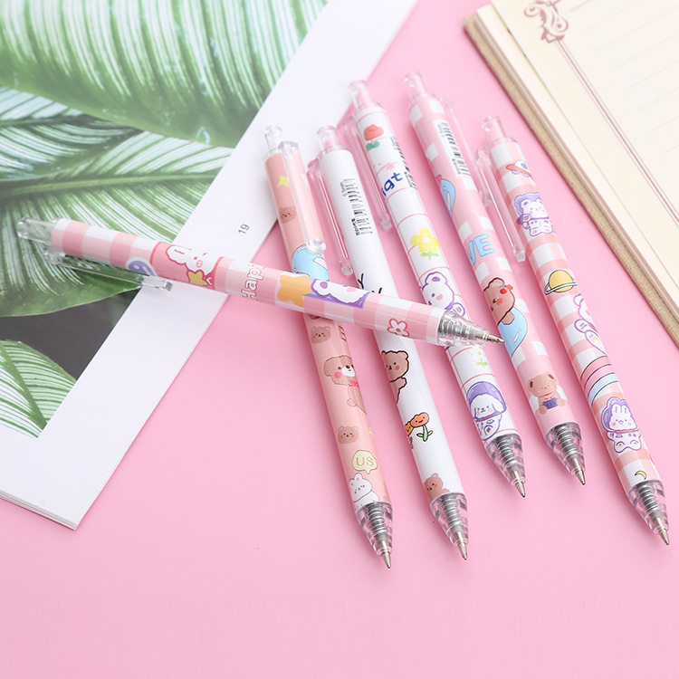 Kara Bear Pressing Pen Creative Stationery Student Press Ball Pen Good-looking Office Supplies Signature Pen Factory Wholesale